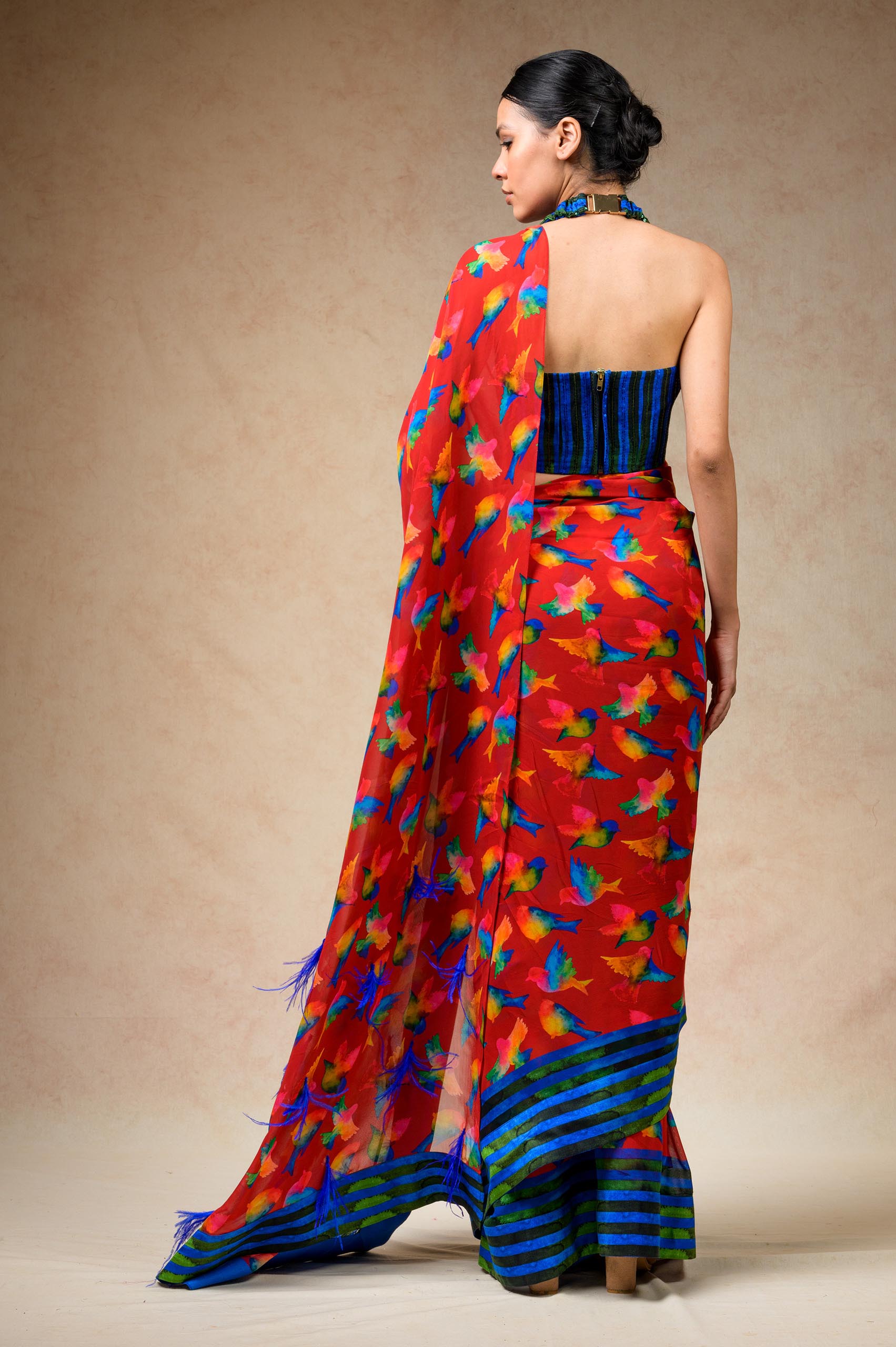 Hand embroidered blouse with Saree