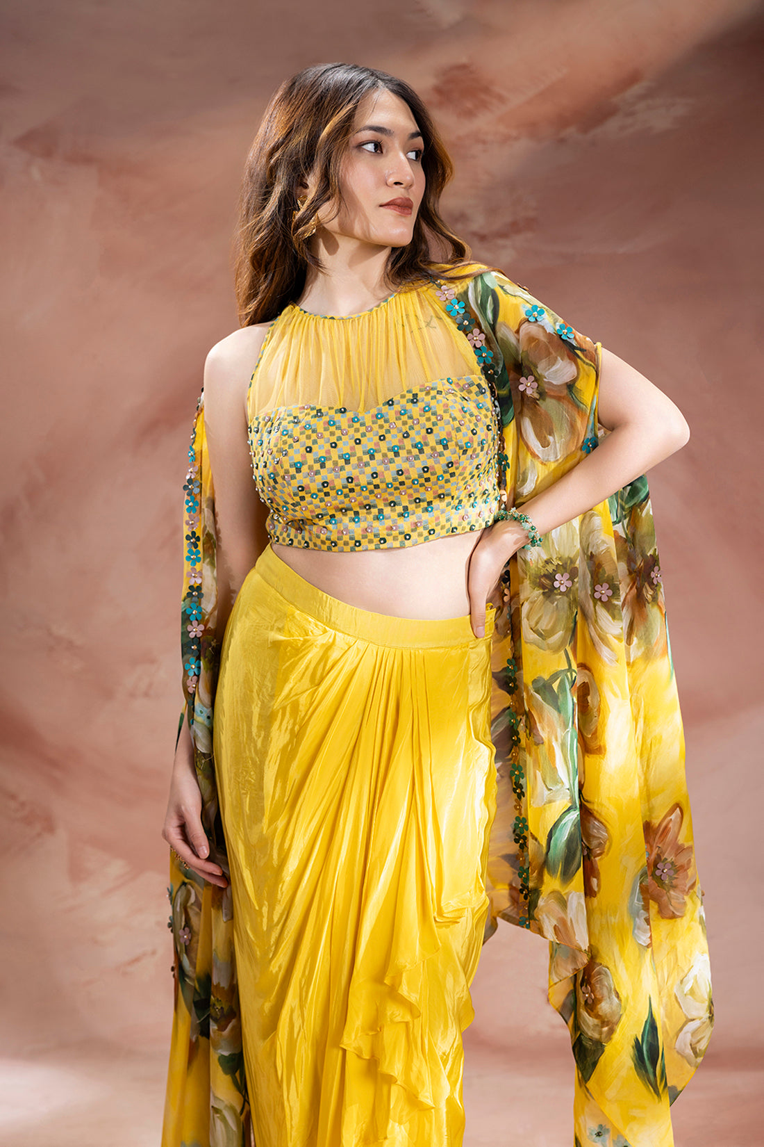 Yellow Zeya skirt set