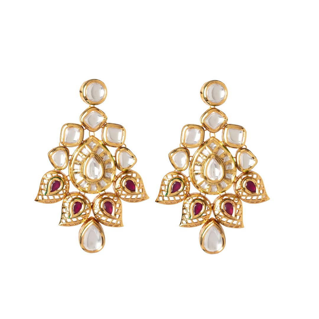 Vivinia By Vidhi Mehra Aatman Gold Plated Womens Kundan, Polki Necklace Set with Pair of earrings VN416