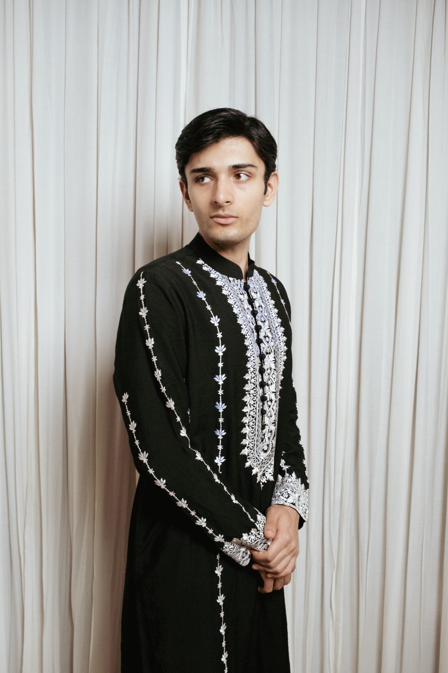 Black embroidered kurta set