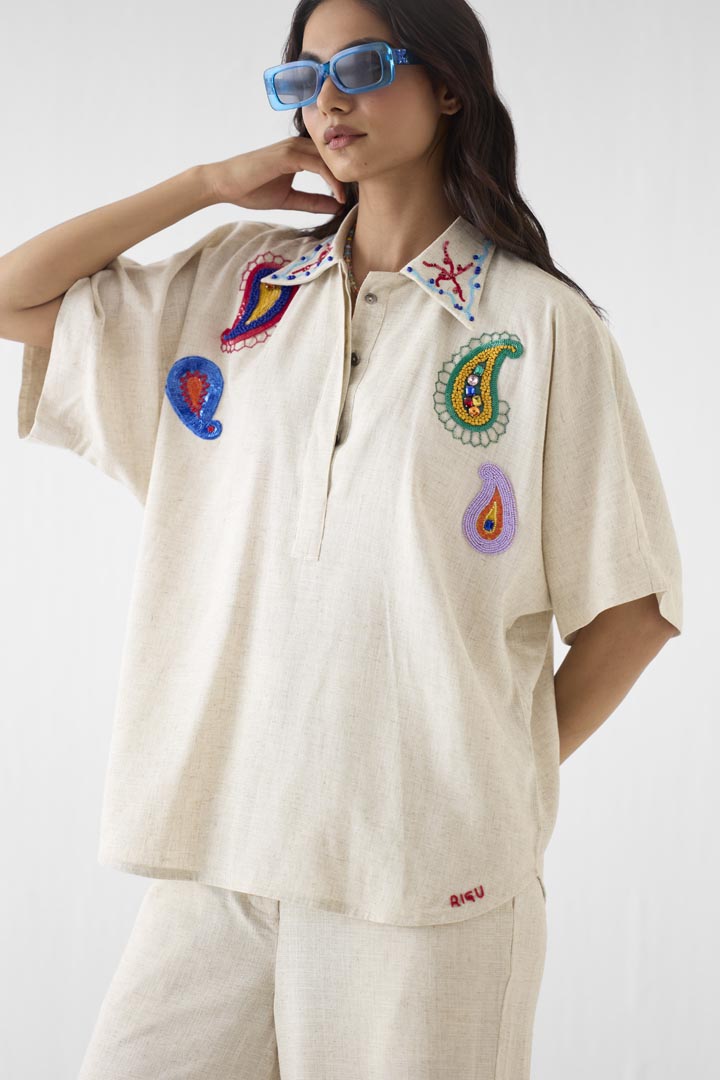 Matka Paisley Viscose Linen Shirt & Trousers Co-ord Set