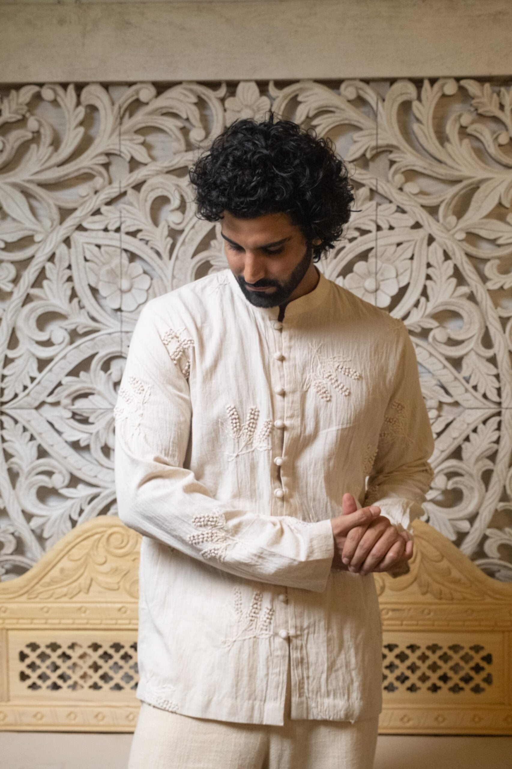 Linen embroidered coord set