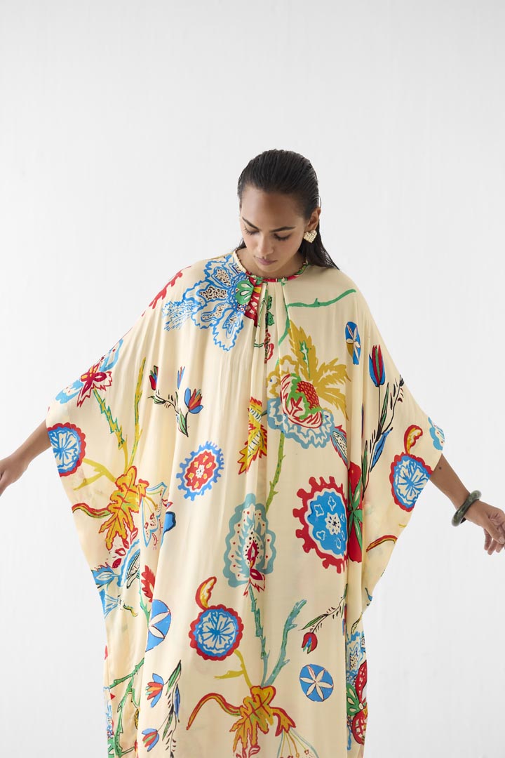 Sanganer Print Kimono Kurta & Pants Co-ord Set in Vegan Silk