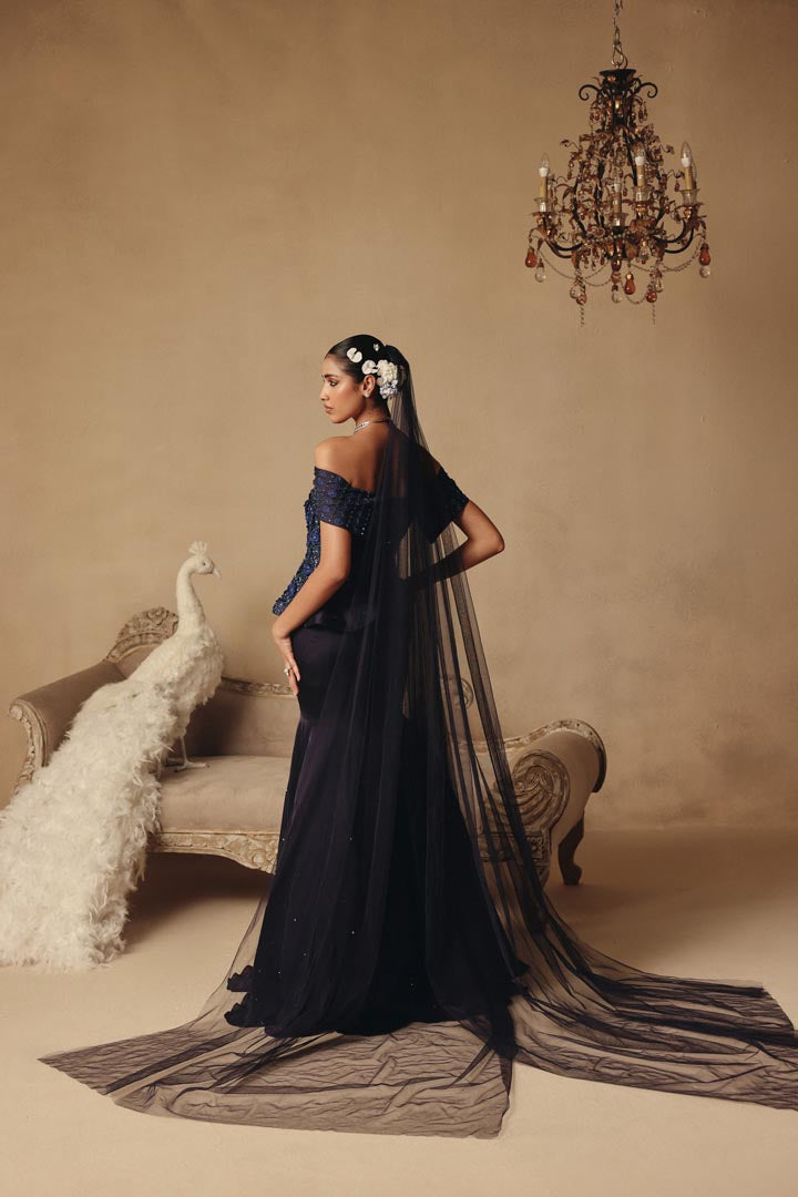 Peplum Top Hand Embroidery Off Shoulder Lehenga