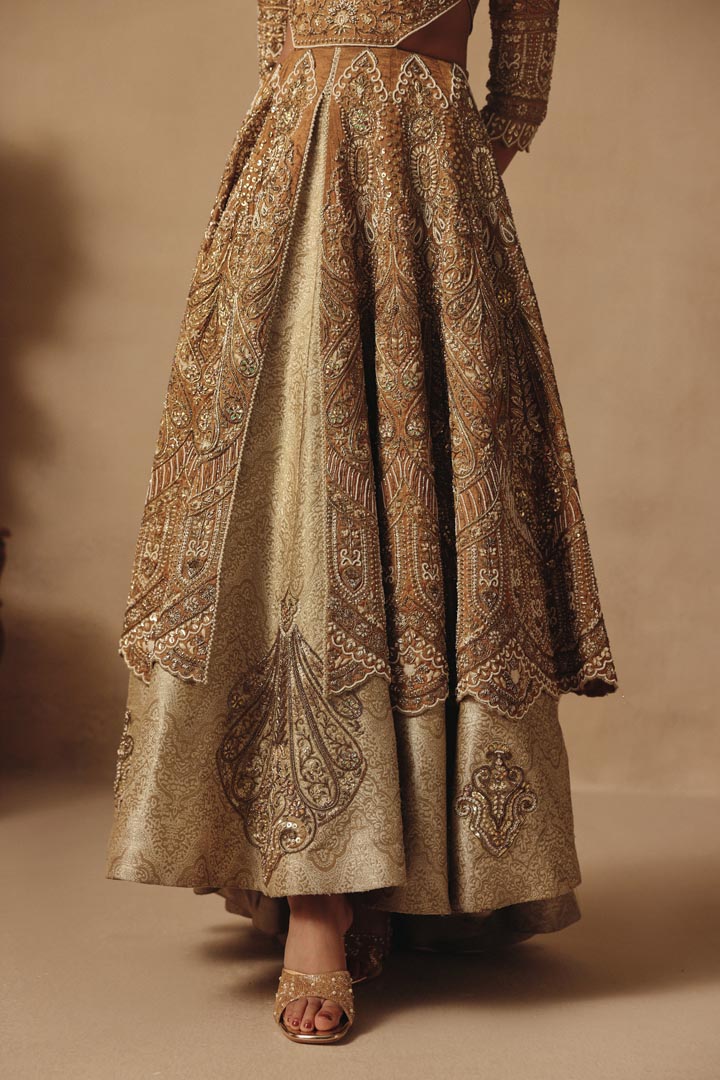 Gold Bridal Fully hand Embroidered Timeless Gown