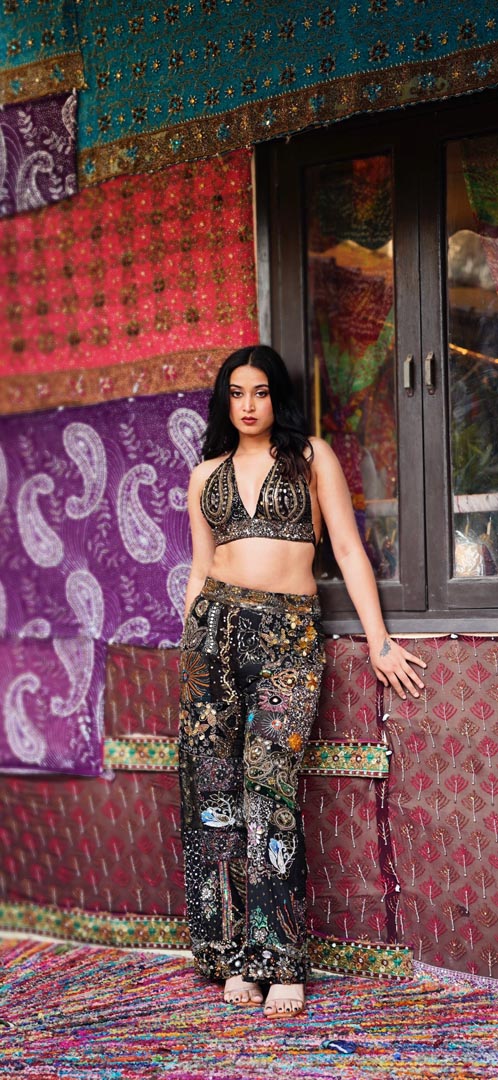 Aarzoo Embellished Pant and Top Set - Luxury Hand-Embroidered Co-ord