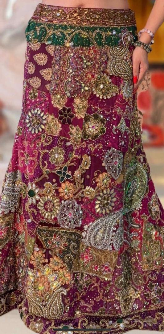 Maroon Handcrafted A-Line Skirt Set for Sangeet & Weddings
