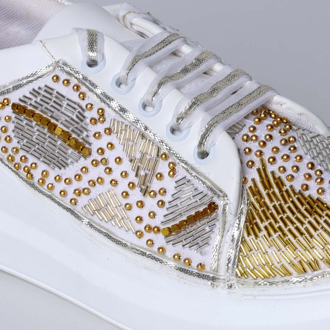 White Metal Foliage Sneakers