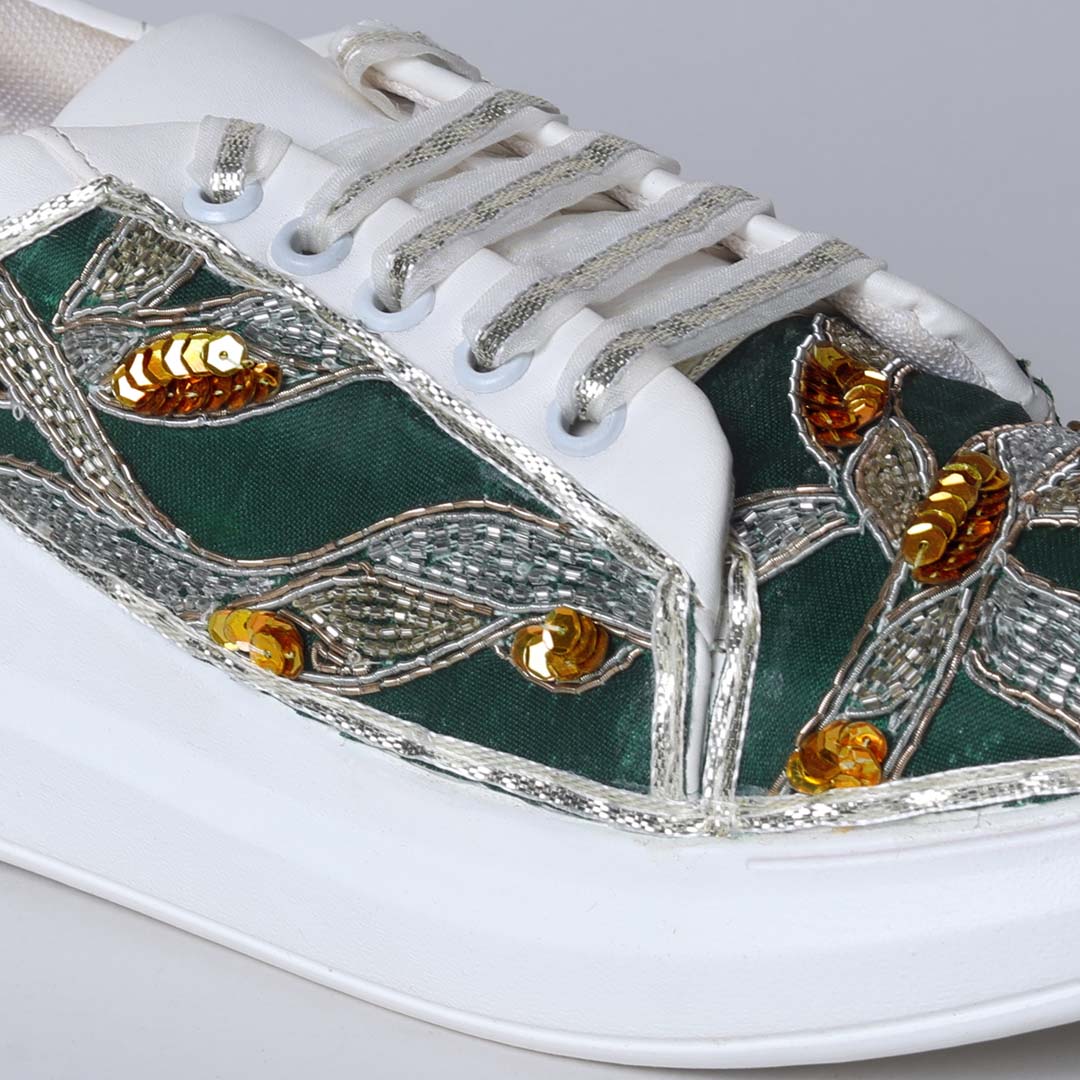 Green Metalic Mesh Sneakers