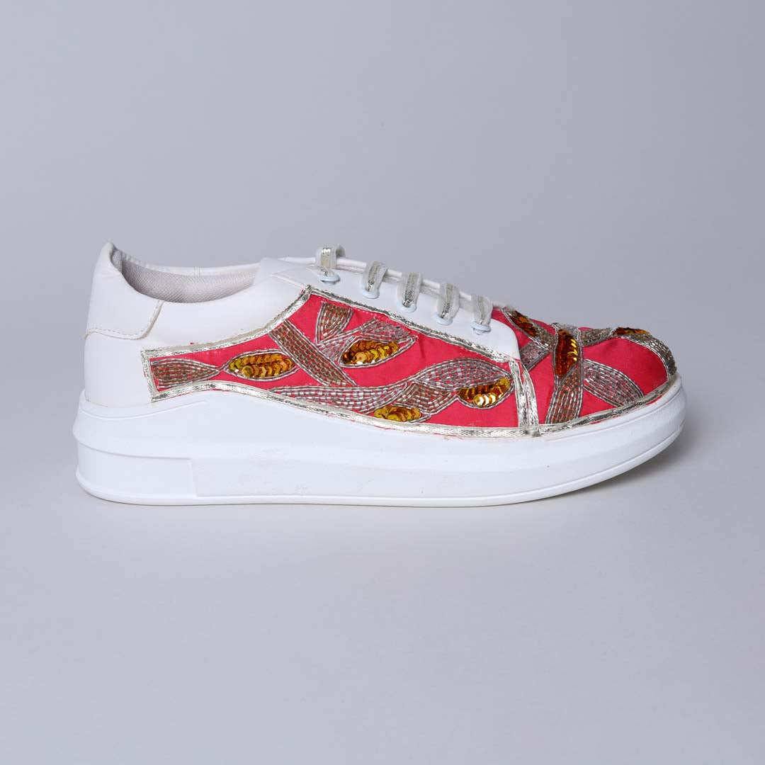 Pink Metalic Mesh Sneakers