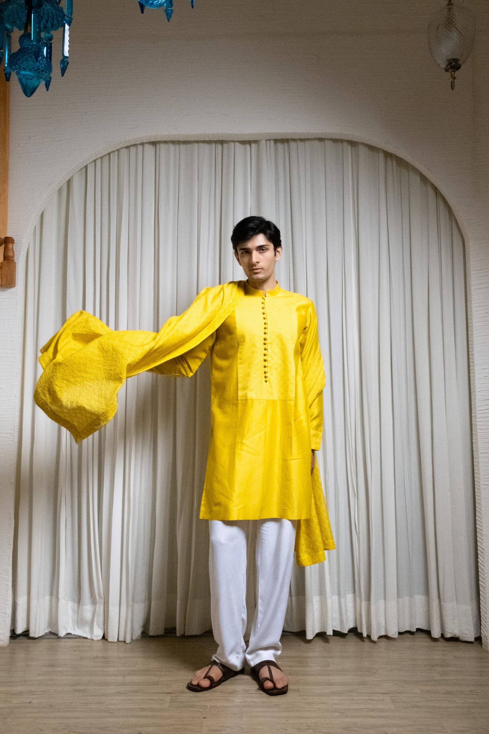 Sunflower yellow Kurta Stole set