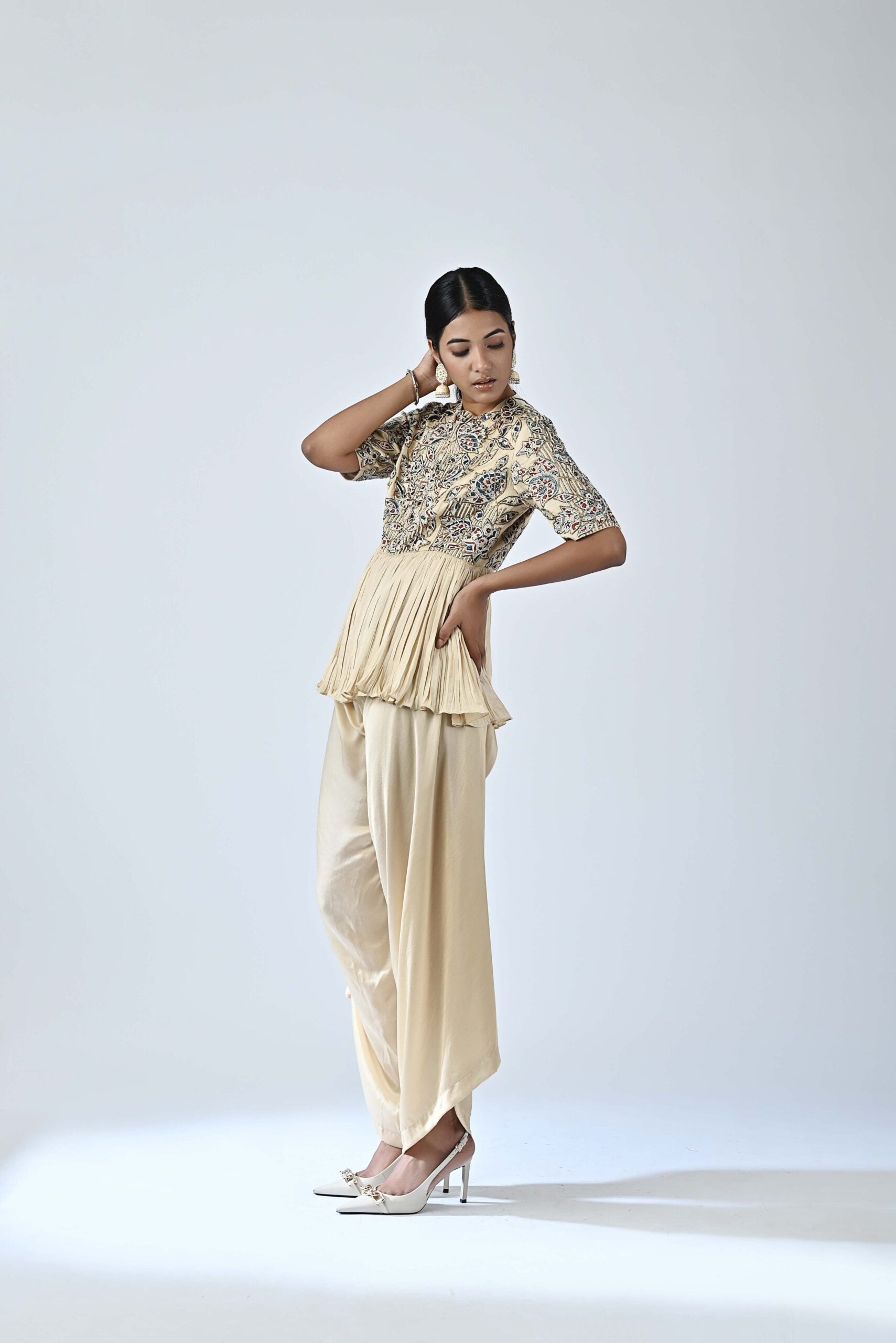 Ajrakh embroidered gathered jumpsuit