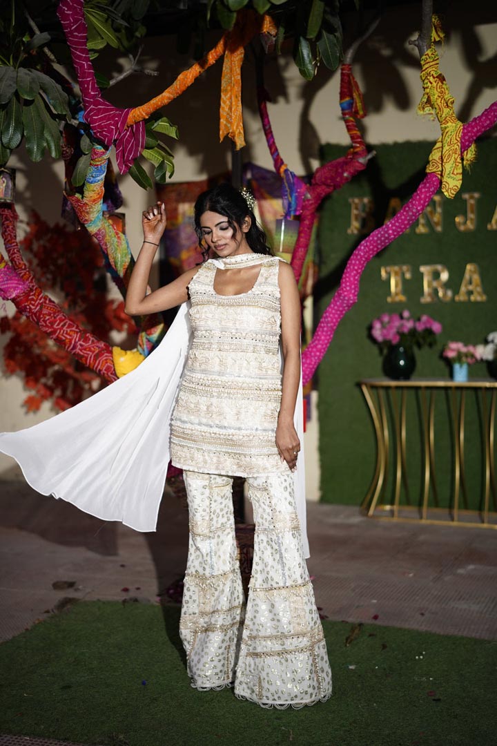 Ivory Pearl Embellished Sharara Set - Chaand Khwaab