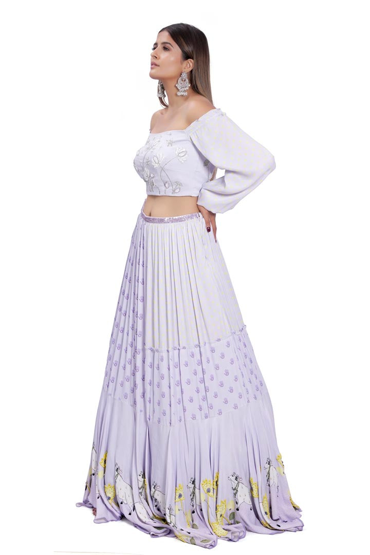 Lilac Kadakara Printed Skirt Set