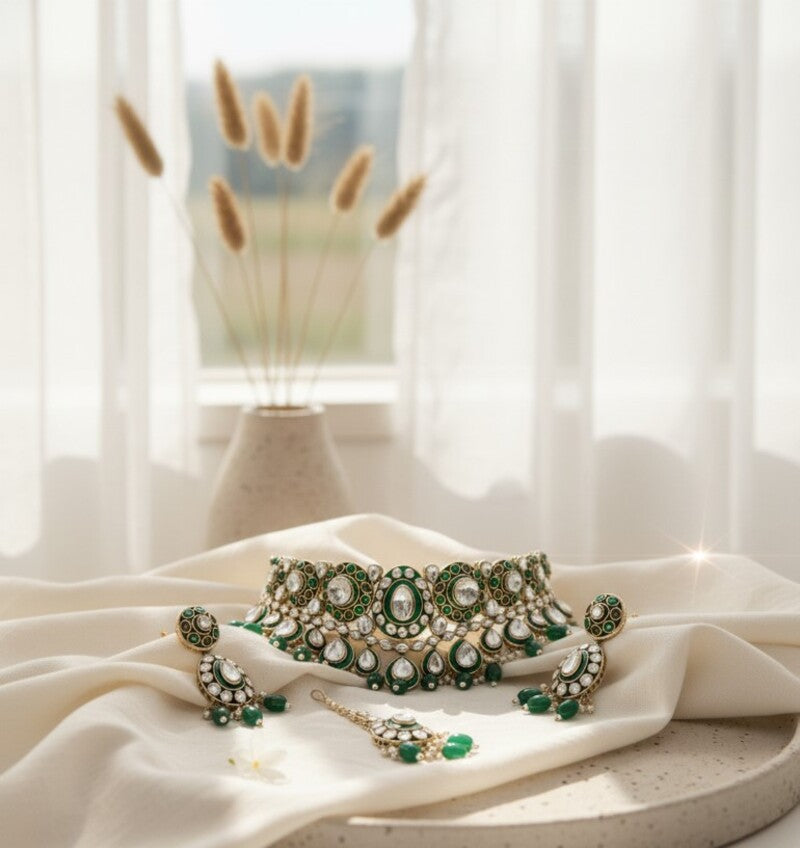 The Pave' Emerald Bridal Set