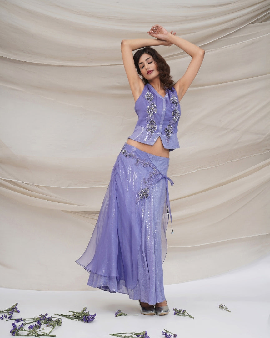 Lavender waistcoat & Sequin Skirt