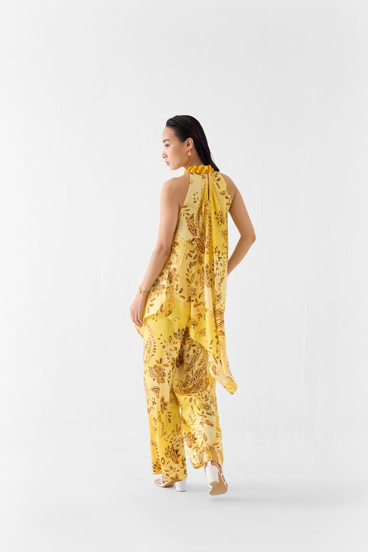 Ambi Paisley Vegan Silk Halter Top and Pants Co-ord Set