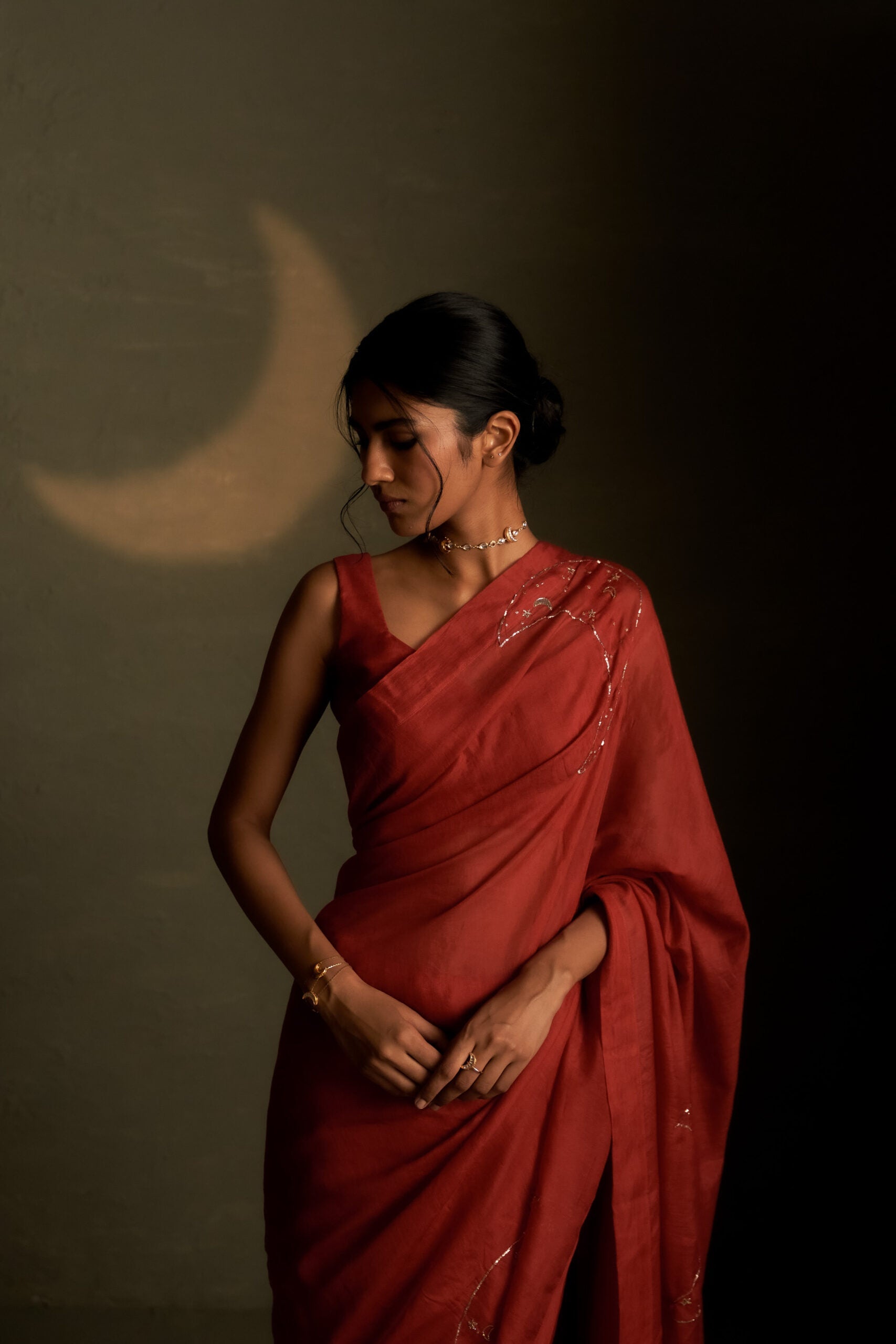 Chaand Saree with Sleeve Blouse