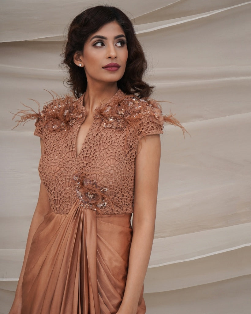 Bronze Drape Gown