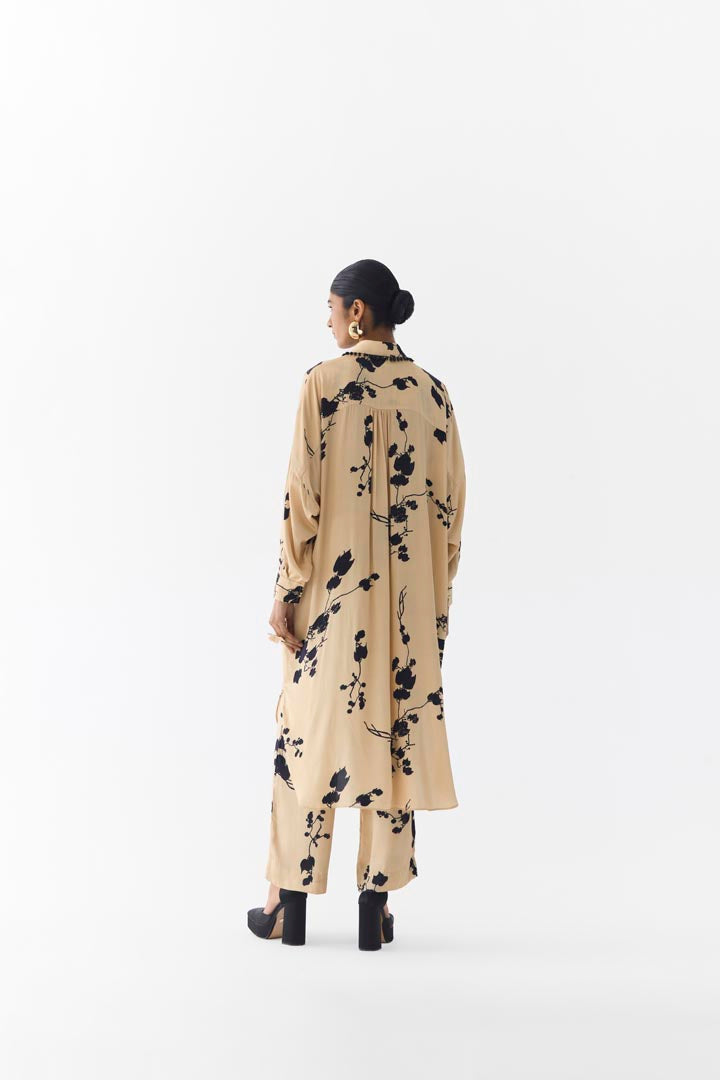 CREAM SAKURA  KURTA SHIRT & PANTS