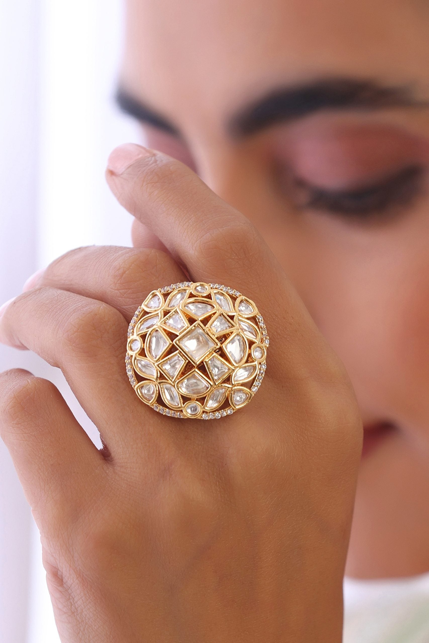 Gold Tone Polki Ring