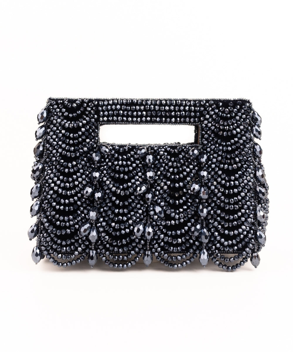 Amyra Navy Blue Suede Handcrafted Clutch