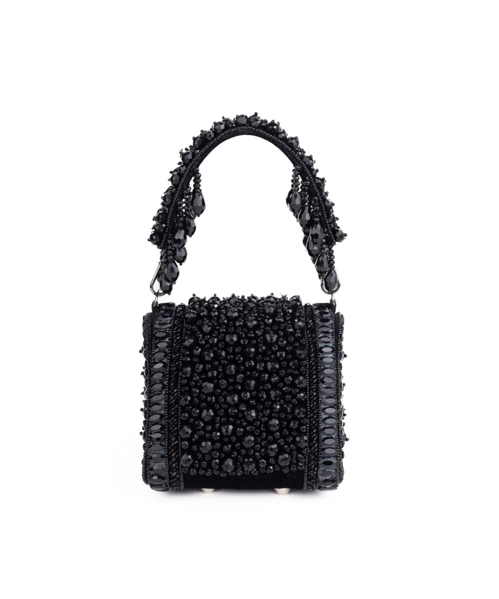 Josy Black Suede Embellished Mini Bag