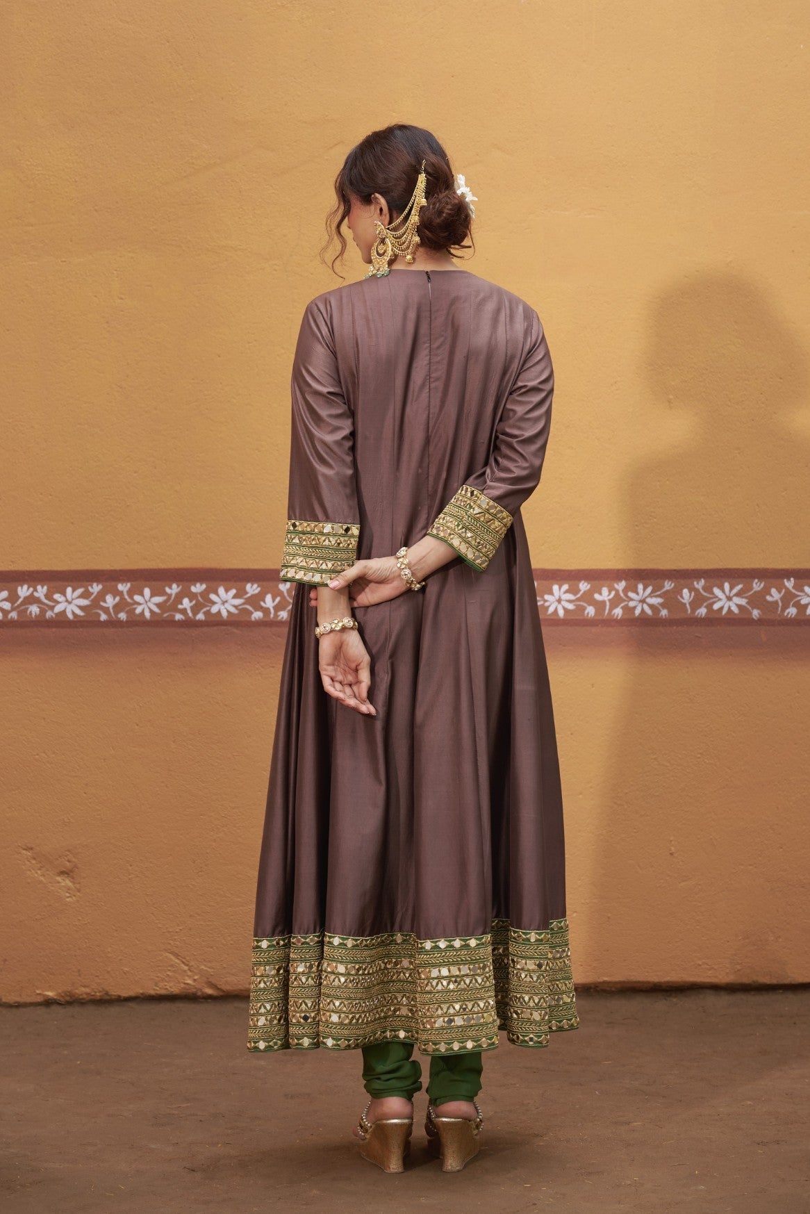 Anarkali with embroidered border and yoke