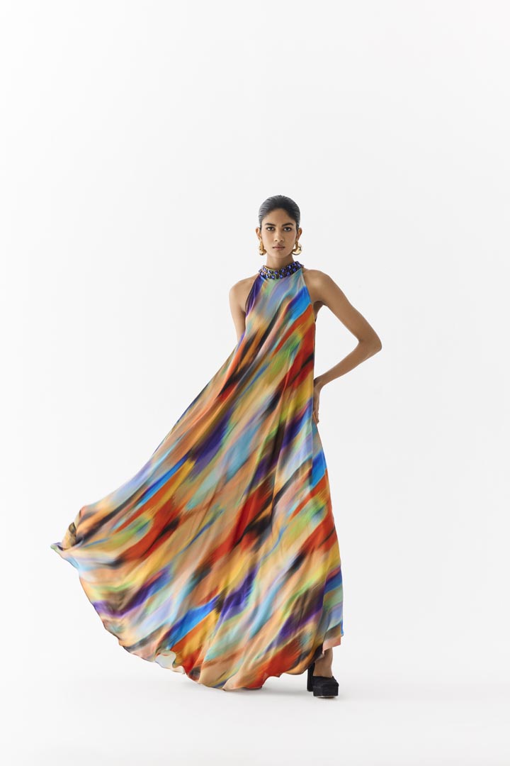 NIGHT QUEEN HALTER DRESS