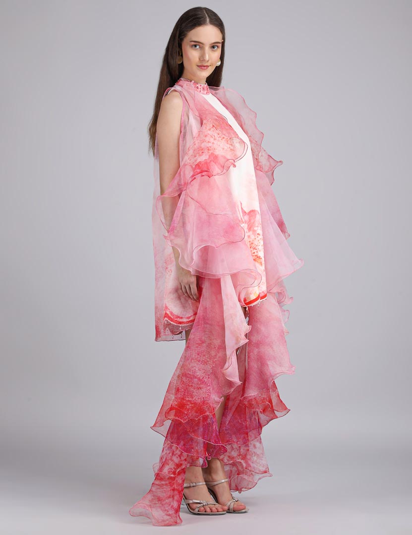 Petals Peach Placement Short Dress
