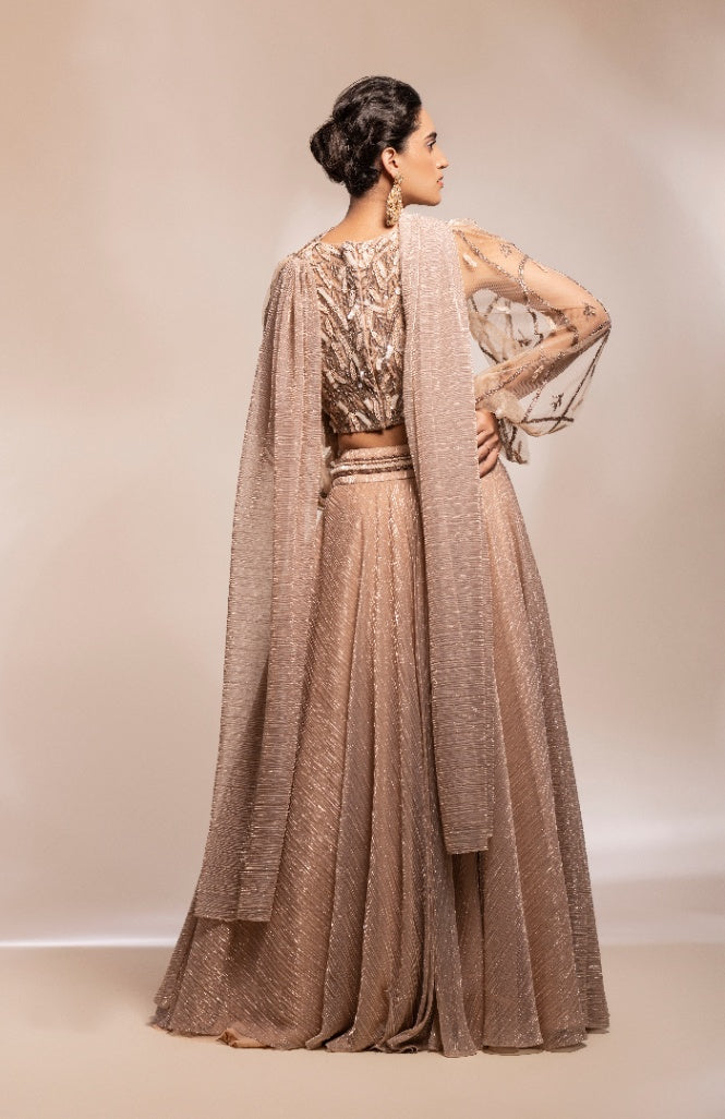 fusion corset structured blouse and skirt with scarf