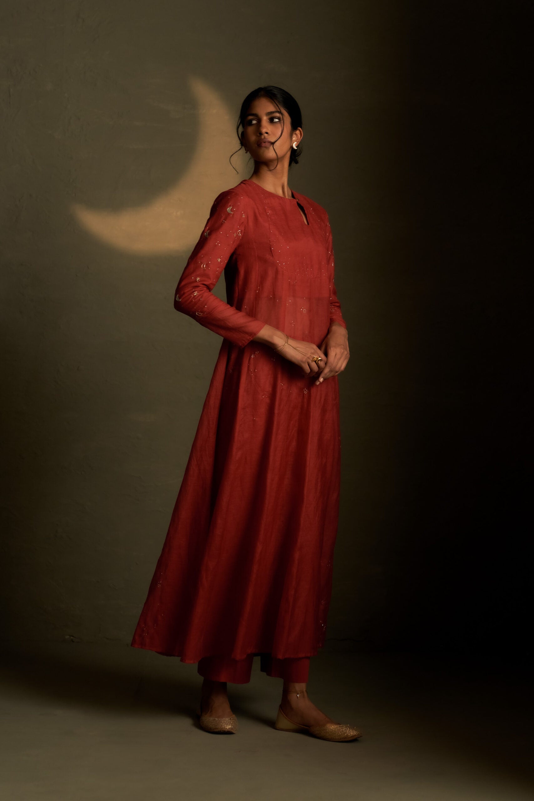 Moonlit Crimson Chaand Anarkali
