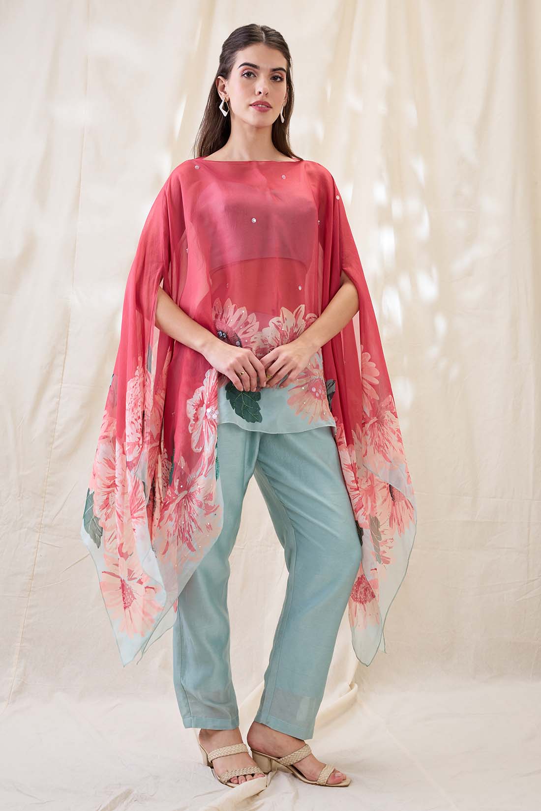 Ravya co-ord set with embellished cape SP4633