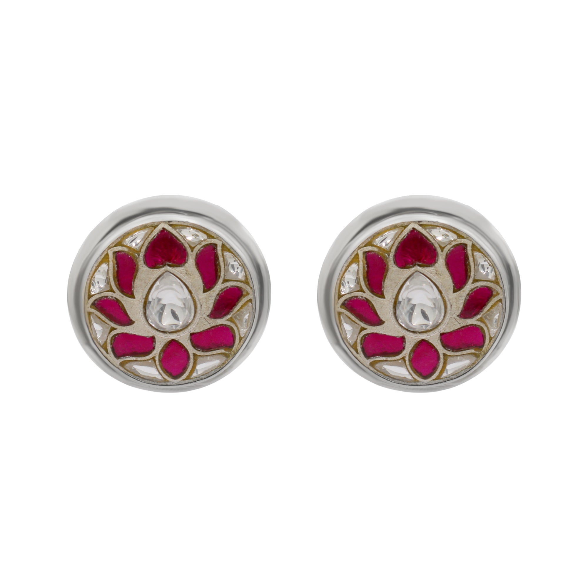 Sangeeta Boochra Floral Kundan Silver Studs