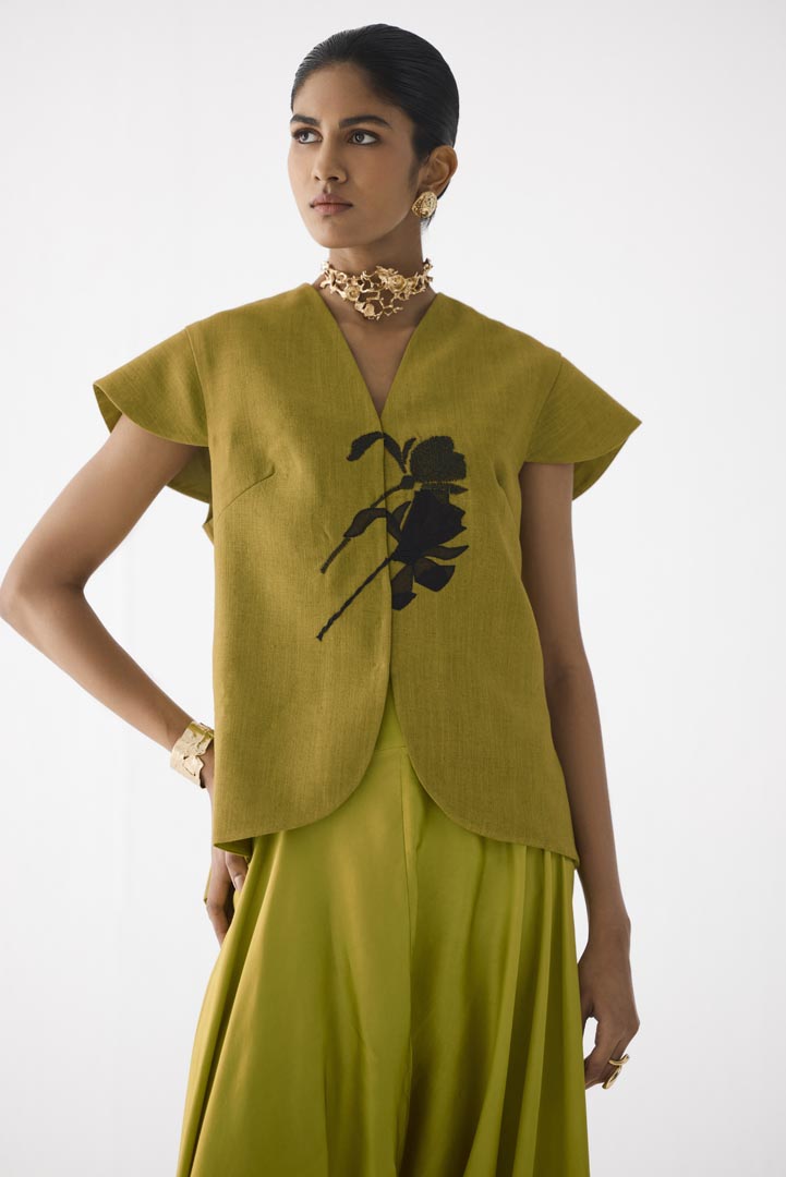 BLACK TIGER LILY WAIST COAT & DHOTI PANTS