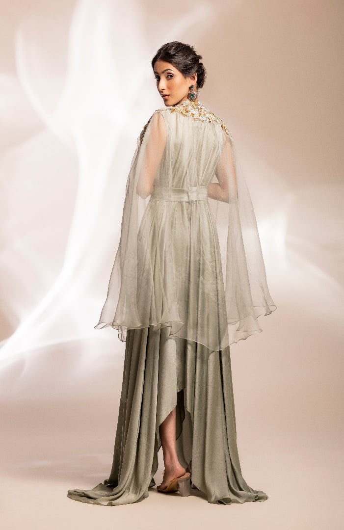 fusion draoe dress with cape