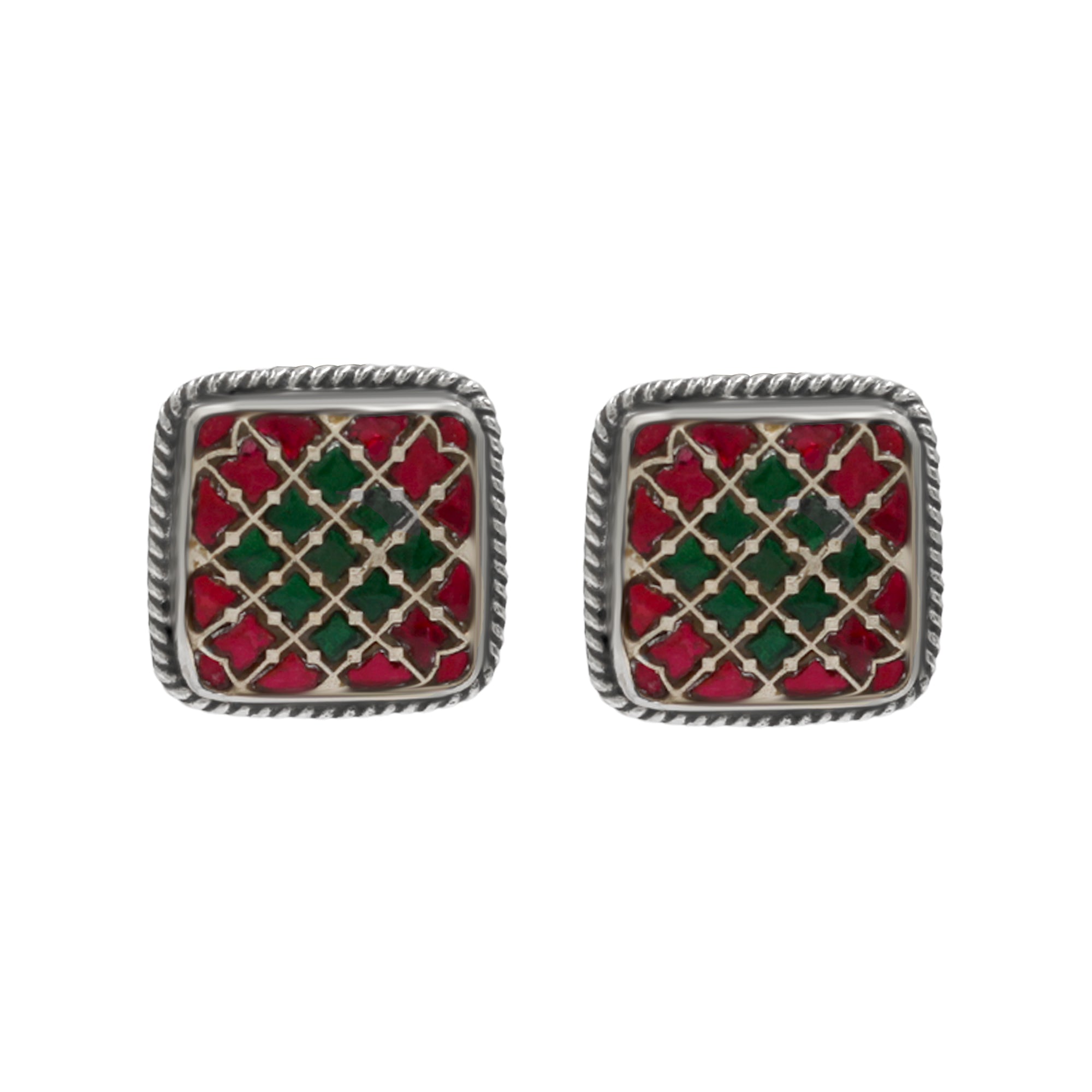 Sangeeta Boochra Royal Square Kundan Silver Studs