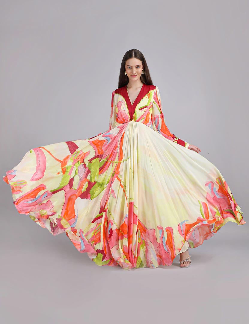 Linear lime summer placement Dress