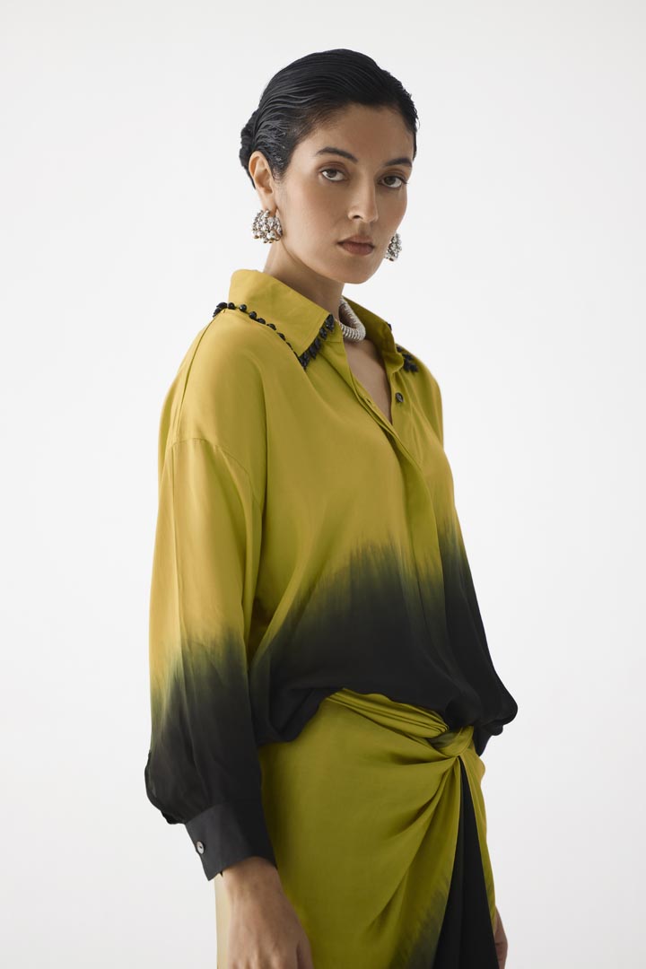 OLIVE BLACK SHIRT DRESS