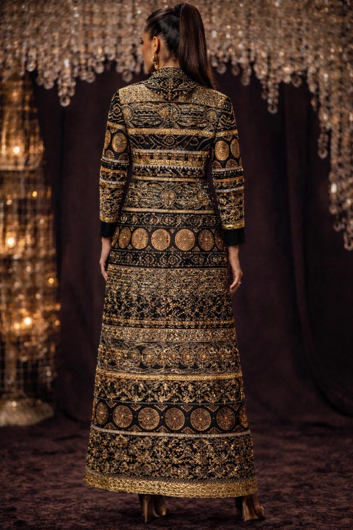 Shahi Taqdeer Embroidered Ankle-Length Fluid Crepe Ceremonial Coat