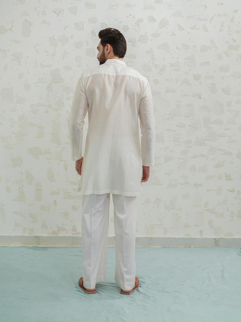 Pink Orange Ombre Patch Kurta set