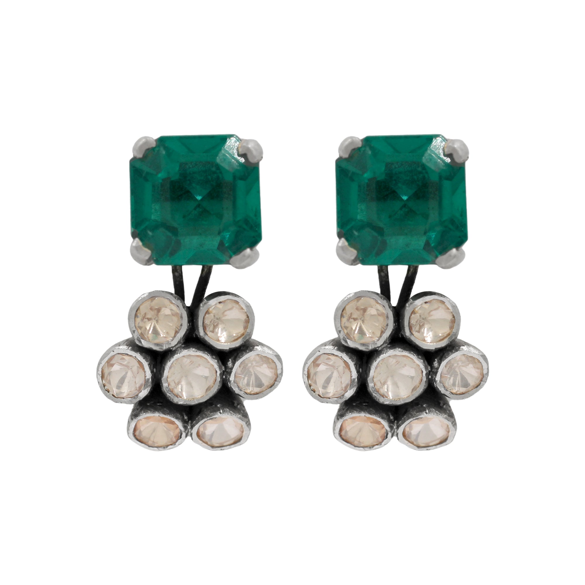 Sangeeta Boochra Handcrafted Silver Polki Earrings