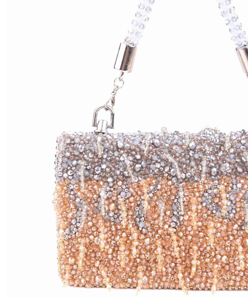 Elsie Gold & Silver Suede Clutch