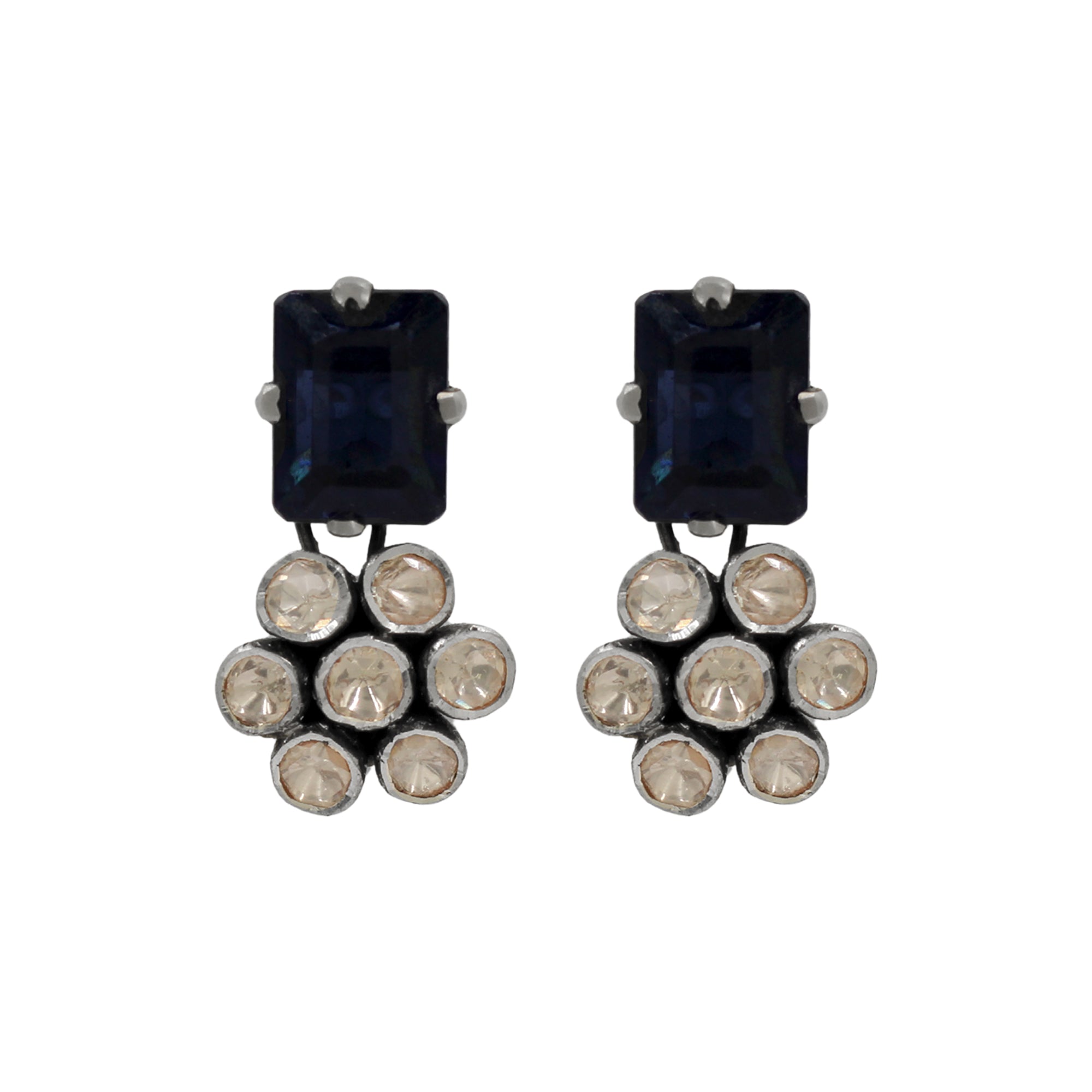 Sangeeta Boochra Handcrafted Polki Silver Statement Earrings