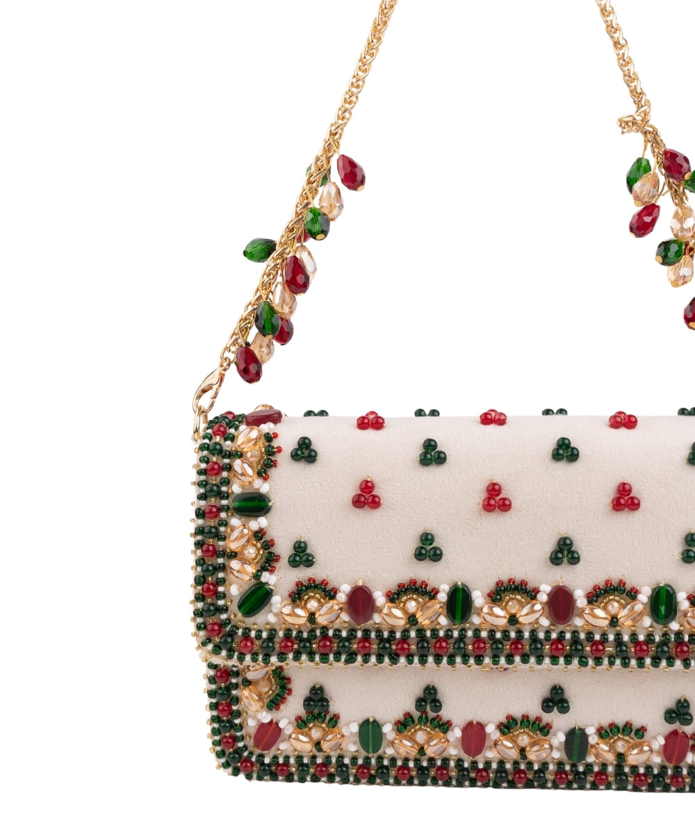 Noori Multicolor Suede Embellished Clutch