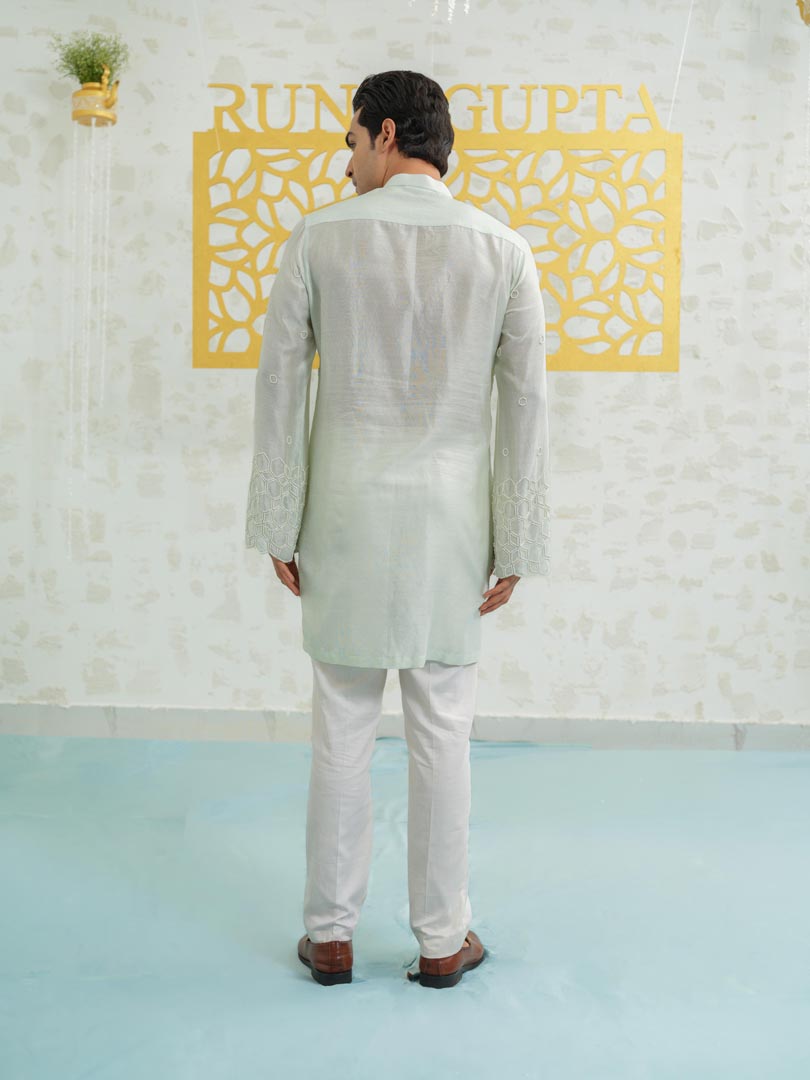 Mint Cutwork Hexa kurta set