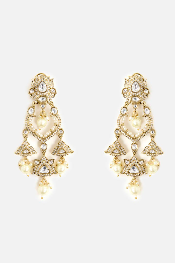 Gold Floral Dangler Earrings