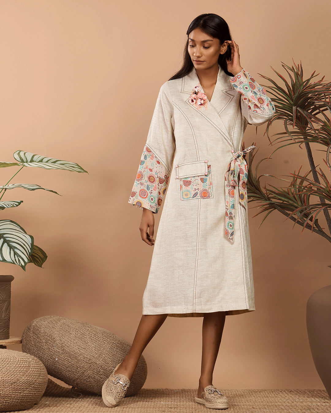 Nirvi pastel beige trench coat