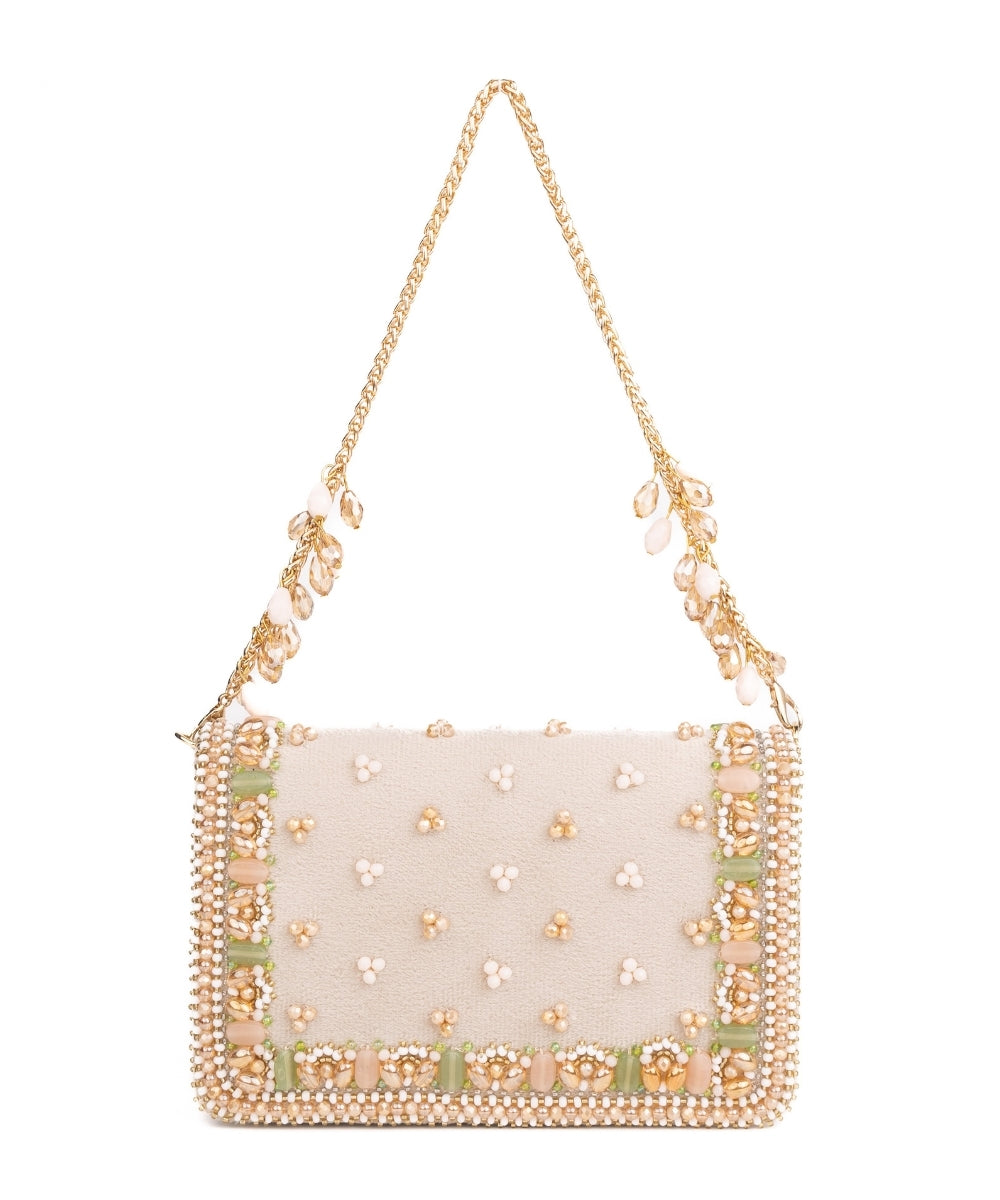 Noori Pastel Suede Embellished Clutch