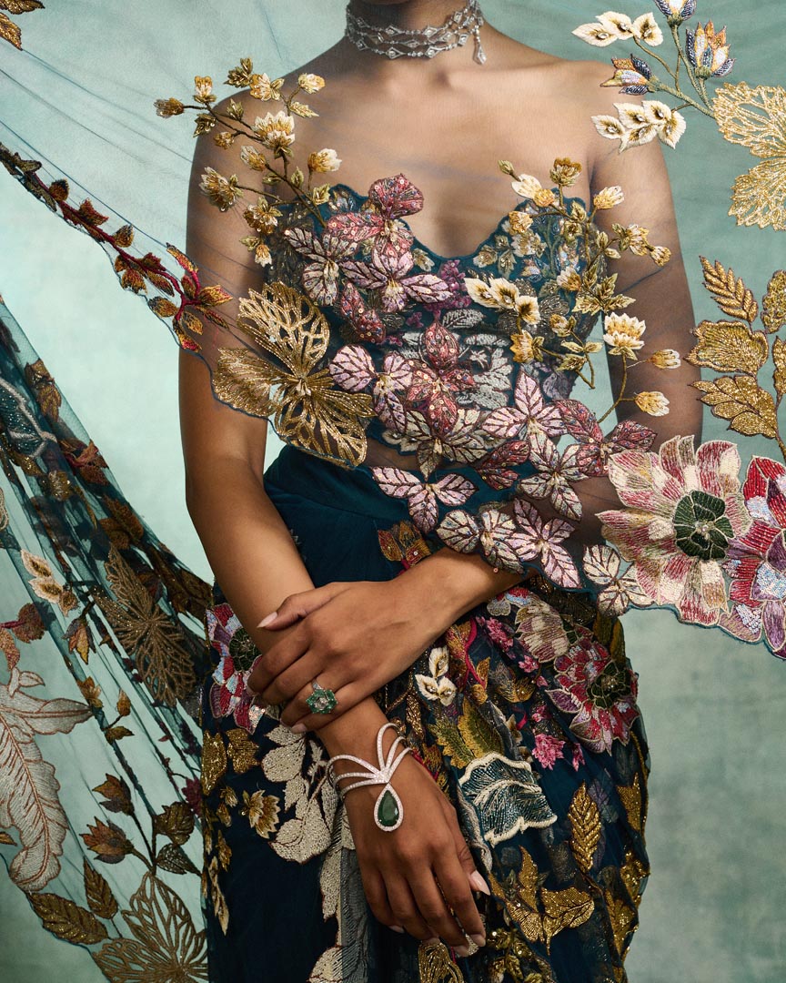 PEACH PATCHWORK PEPLUM SHARARA SET
